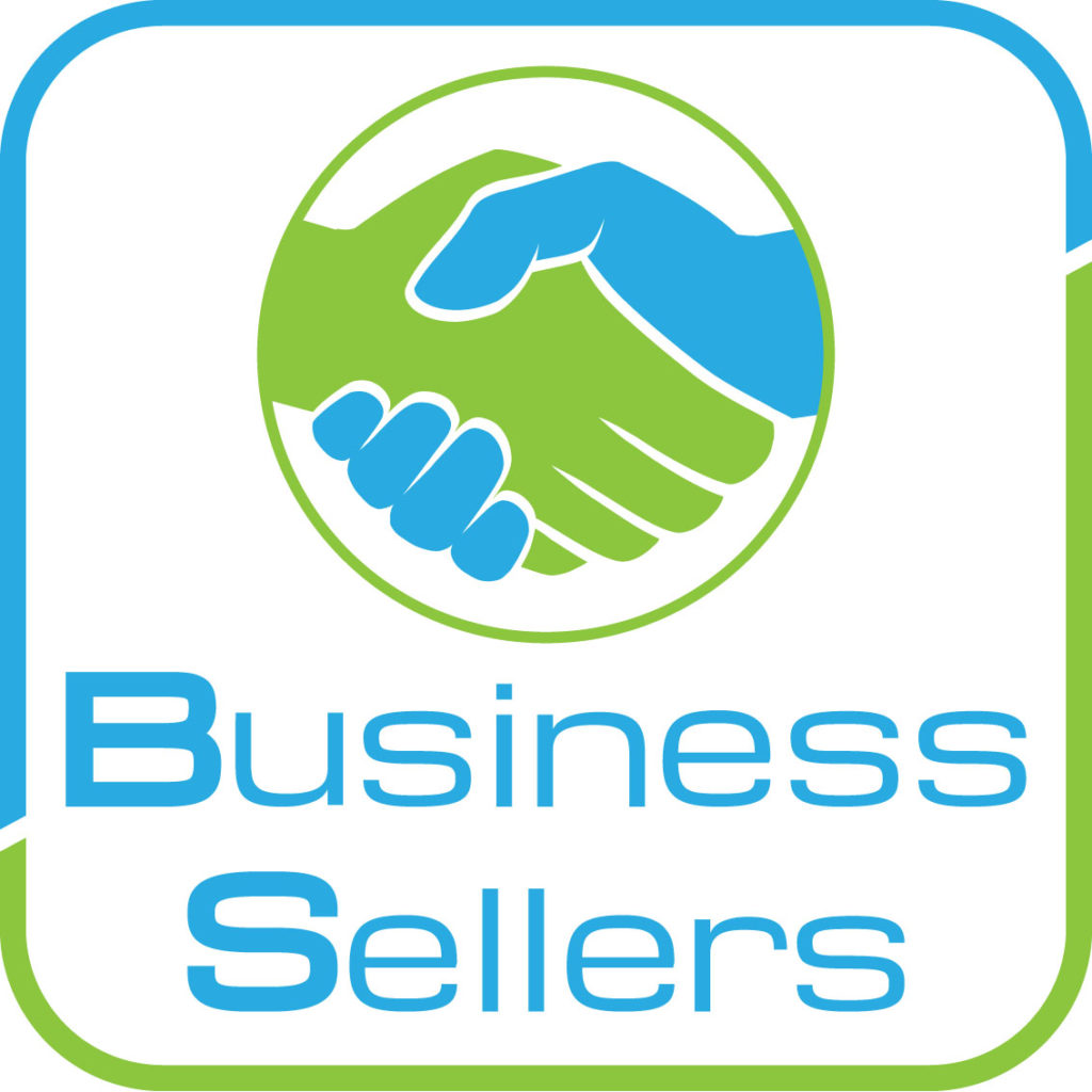 business sellers green and blue handshake logo